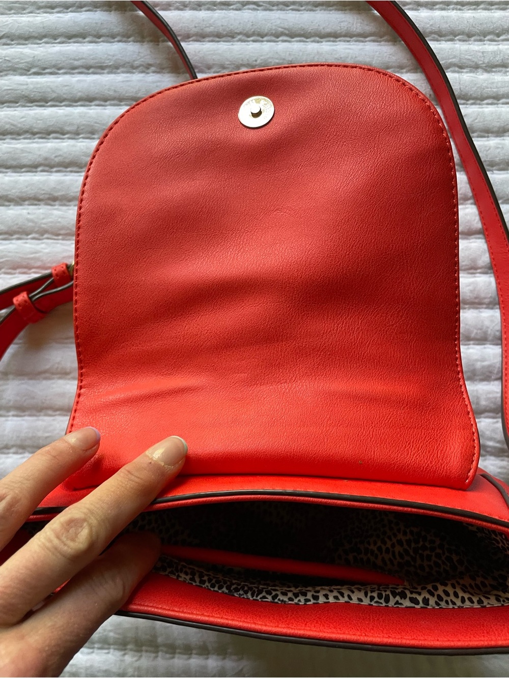 JustFab Orange Studded Saddle Crossbody Purse - Picture 4 of 11